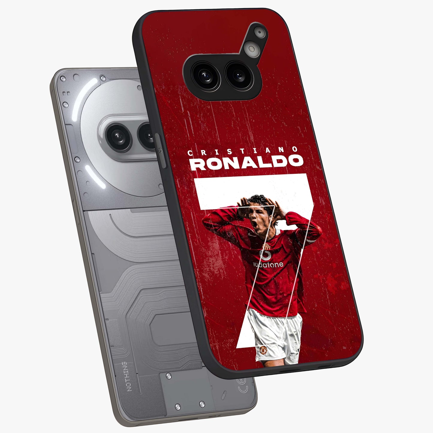 Goal Celebration Legacy Glass Case displayed in angled mockup highlighting energetic sports celebration design with bold athletic theme.