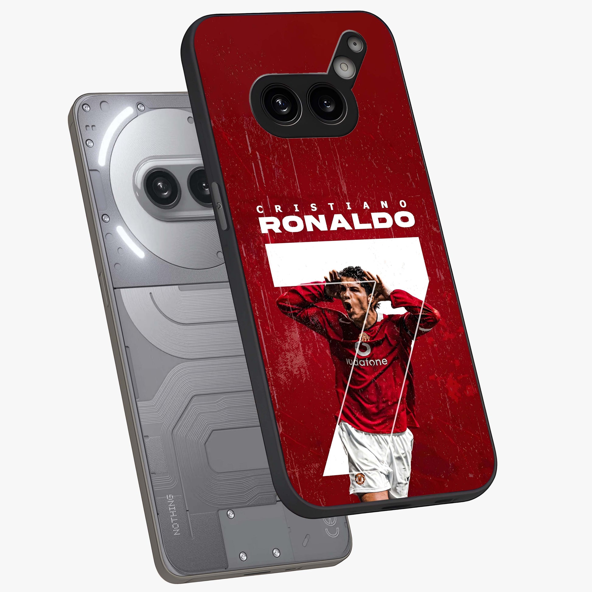 Goal Celebration Legacy Glass Case displayed in angled mockup highlighting energetic sports celebration design with bold athletic theme.