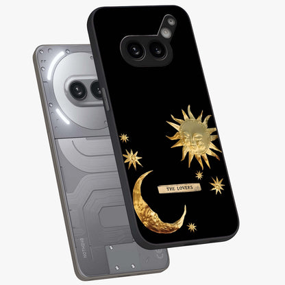 Gold Sun Blush Glass Case displayed in angled mockup highlighting radiant sun design with warm golden aesthetic.