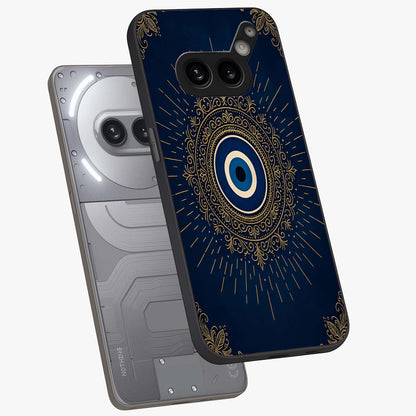 Golden Celestial Charm Glass Case displayed in angled mockup highlighting sparkling cosmic charm design with celestial aesthetic.