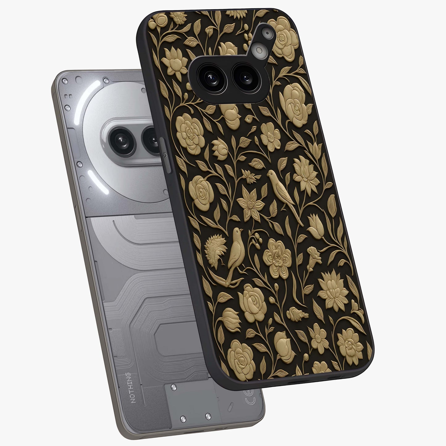 Golden Evil Eye Mandala Glass Case displayed in angled mockup highlighting protective evil eye symbol with golden mandala design.