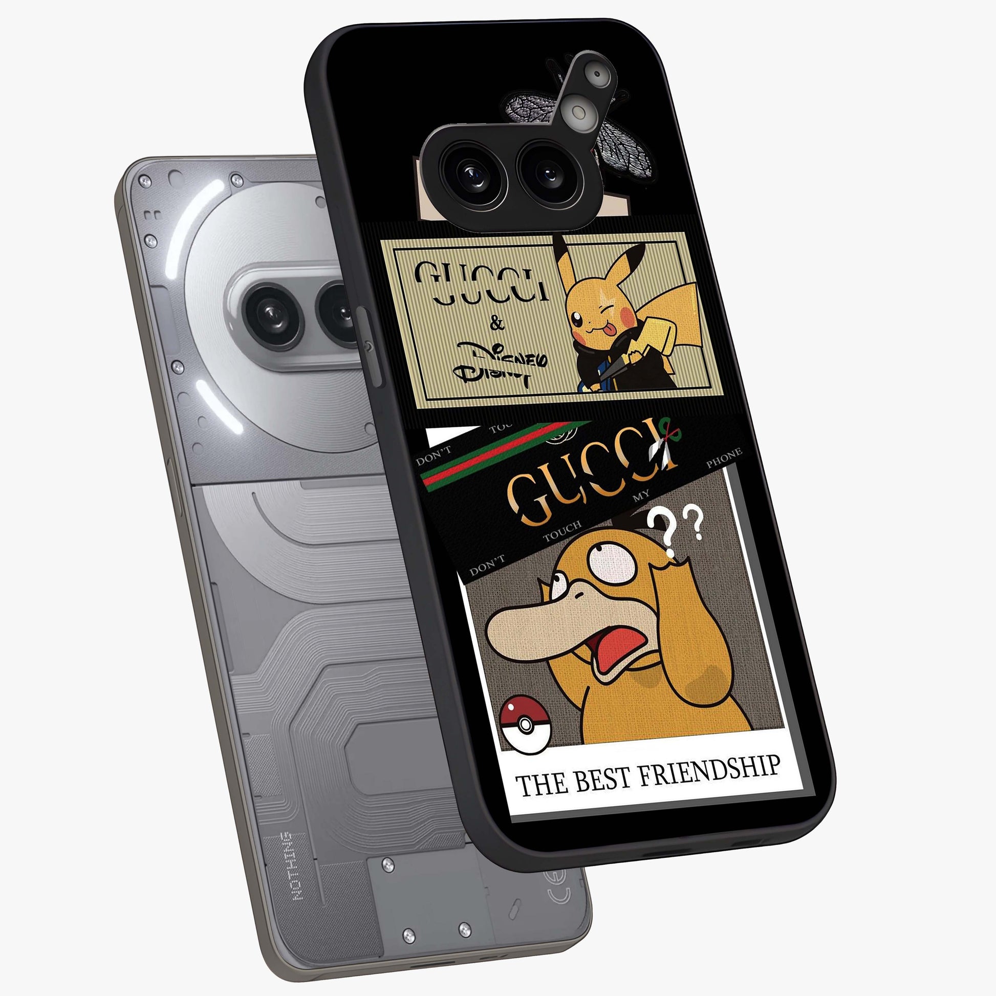 Gucci Play Mashup Glass Case displayed in angled mockup highlighting stylish fashion mashup design with bold aesthetic.
