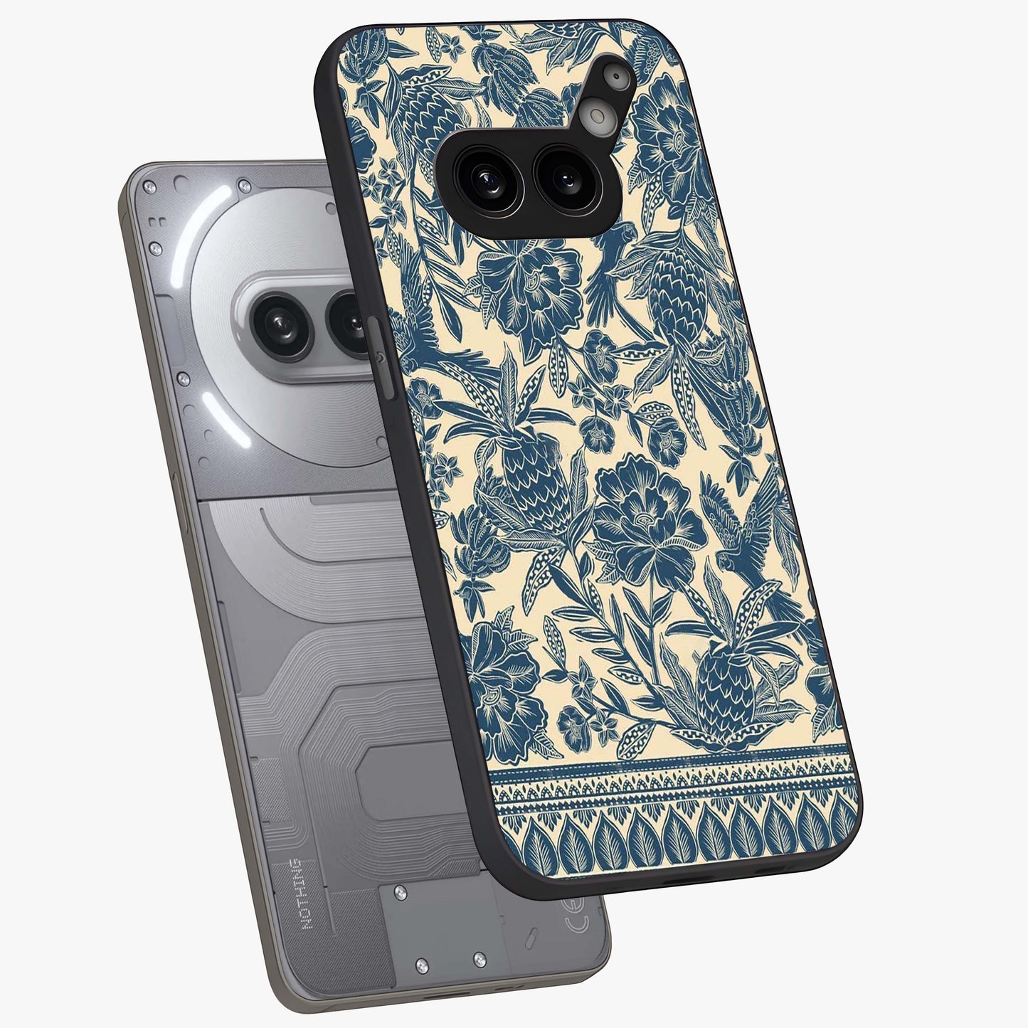 Heirloom Wild Bloom Glass Case displayed in angled mockup highlighting botanical bloom design with classic aesthetic style.
