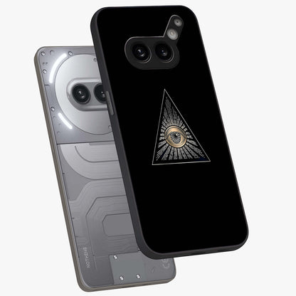 Illuminati Evil Glass Case displayed in angled mockup highlighting dark occult inspired design with bold aesthetic style.