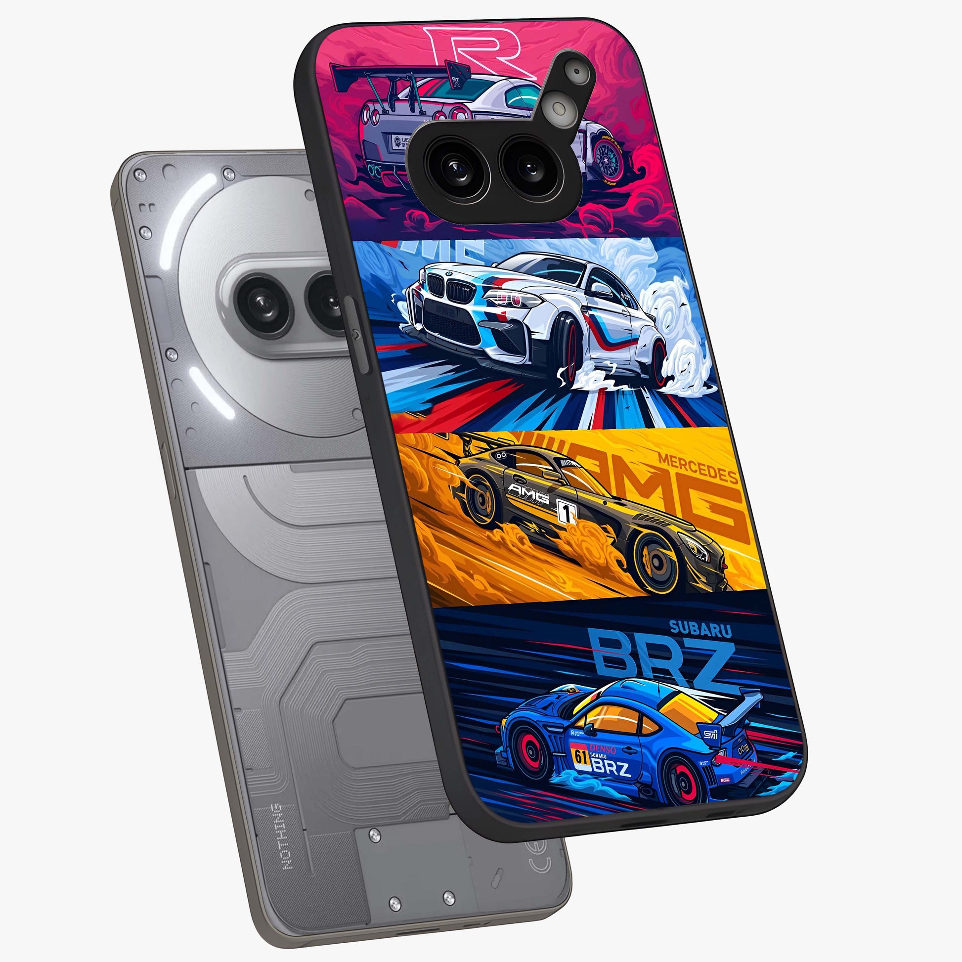 JDM Sports Car Glass Case displayed in angled mockup highlighting sleek Japanese racing car design with automotive aesthetic.