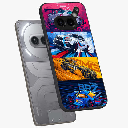 JDM Sports Car Glass Case displayed in angled mockup highlighting sleek Japanese racing car design with automotive aesthetic.