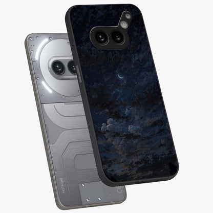 Lunar Veil Silence Glass Case displayed in angled mockup highlighting soft lunar design with peaceful celestial aesthetic.