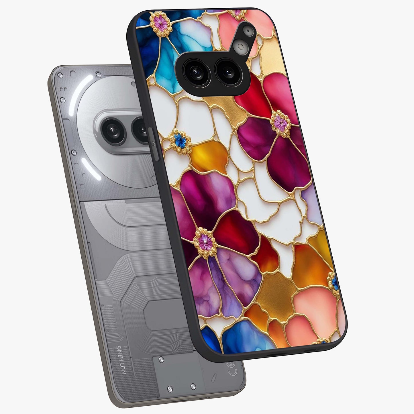 Marble Flower Pattern Glass Case displayed in angled mockup highlighting elegant marble floral design with modern aesthetic.