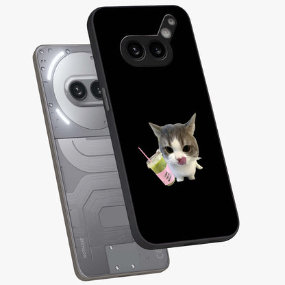 Matcha Cat Style Glass Case displayed in angled mockup highlighting playful feline design with pastel matcha aesthetic.