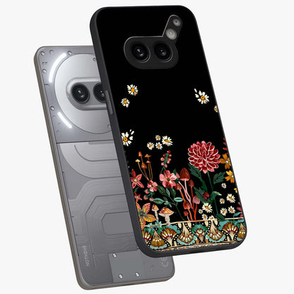 Midnight Bloom Pattern Glass Case displayed in angled mockup highlighting elegant flower design with midnight aesthetic style.