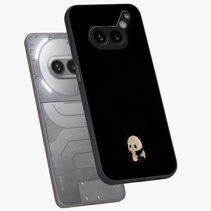Midnight Panda Love Glass Case displayed in angled mockup highlighting adorable panda illustration with midnight aesthetic.