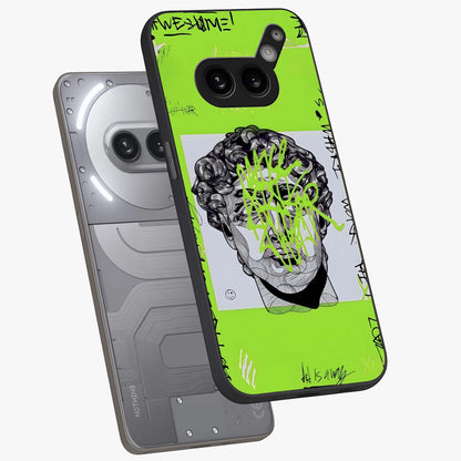 Neo Graffiti Rebellion Glass Case displayed in angled mockup highlighting urban street art design with rebellious aesthetic.