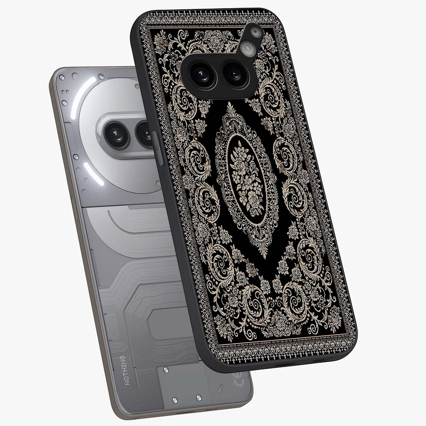 Noir Bloom Elegance Glass Case displayed in angled mockup highlighting refined flower design with stylish noir aesthetic.
