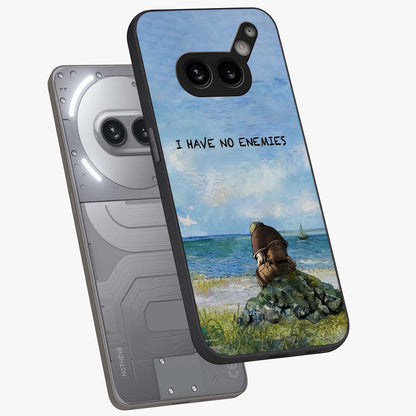 Peace Beyond War Glass Case displayed in angled mockup highlighting meaningful message design with artistic aesthetic style.