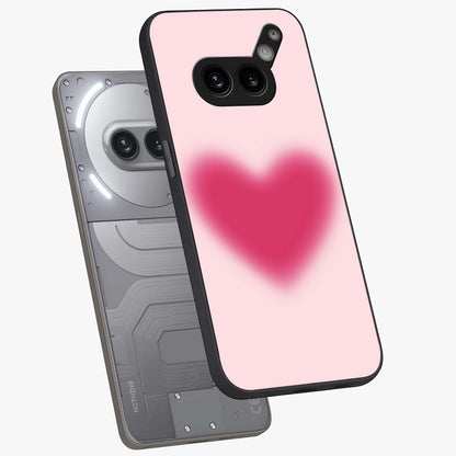 Pink Aura Heart Glass Case displayed in angled mockup highlighting vibrant pink heart design with dreamy aura aesthetic.