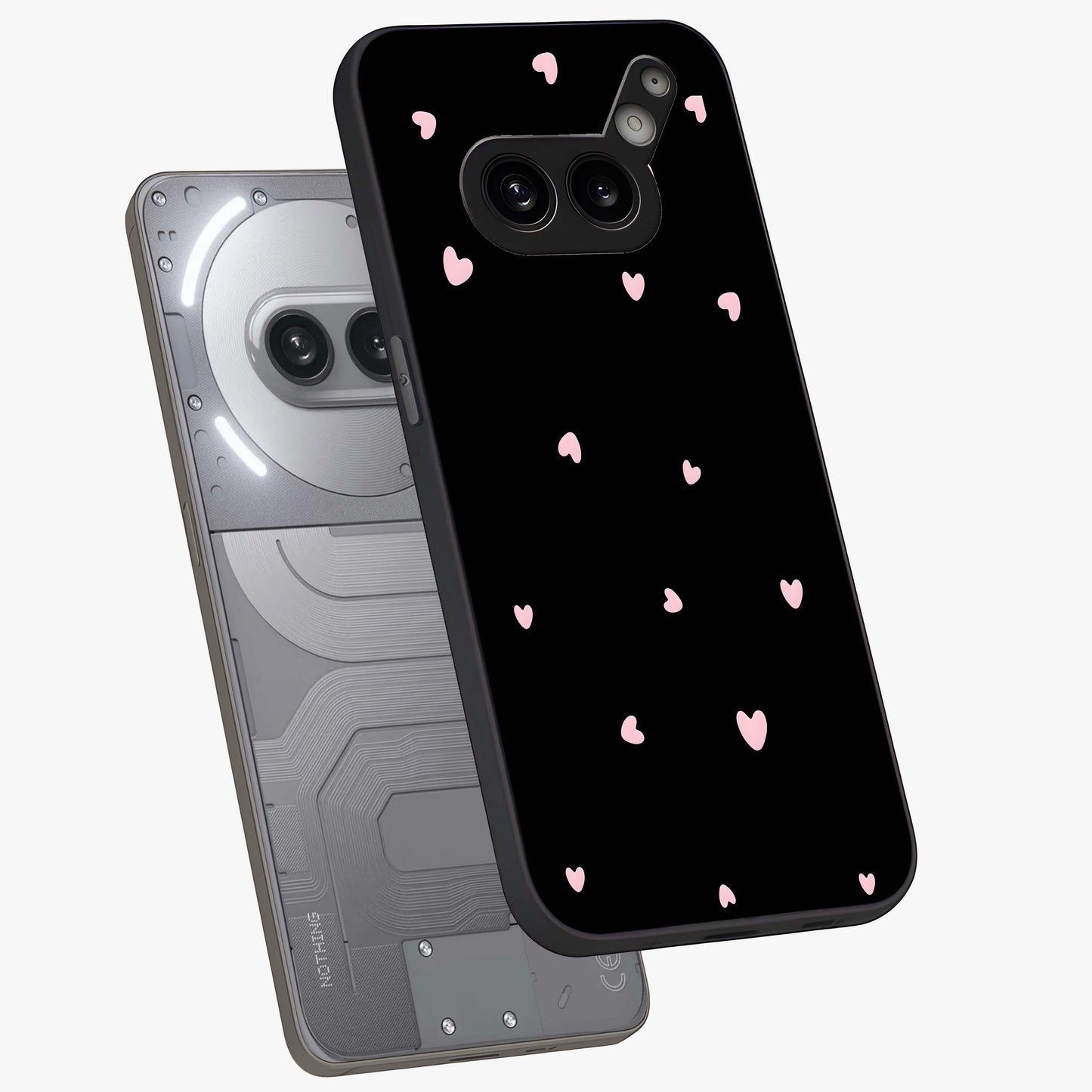 Pink Love Drops Glass Case displayed in angled mockup highlighting cute love drop design with vibrant pink aesthetic.