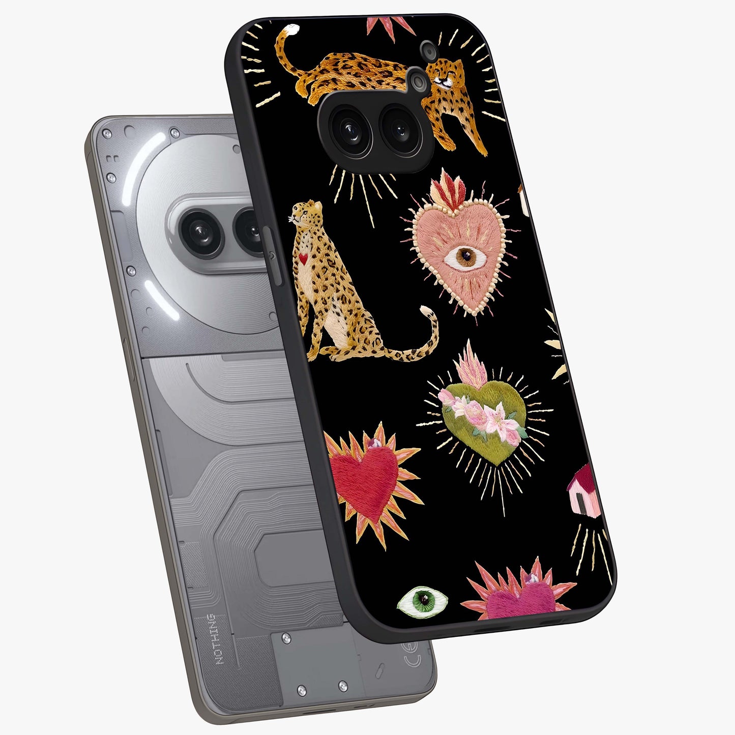 Sacred Jungle Heart Glass Case displayed in angled mockup highlighting lush tropical design with natural aesthetic style.