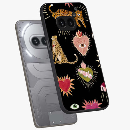 Sacred Jungle Heart Glass Case displayed in angled mockup highlighting lush tropical design with natural aesthetic style.