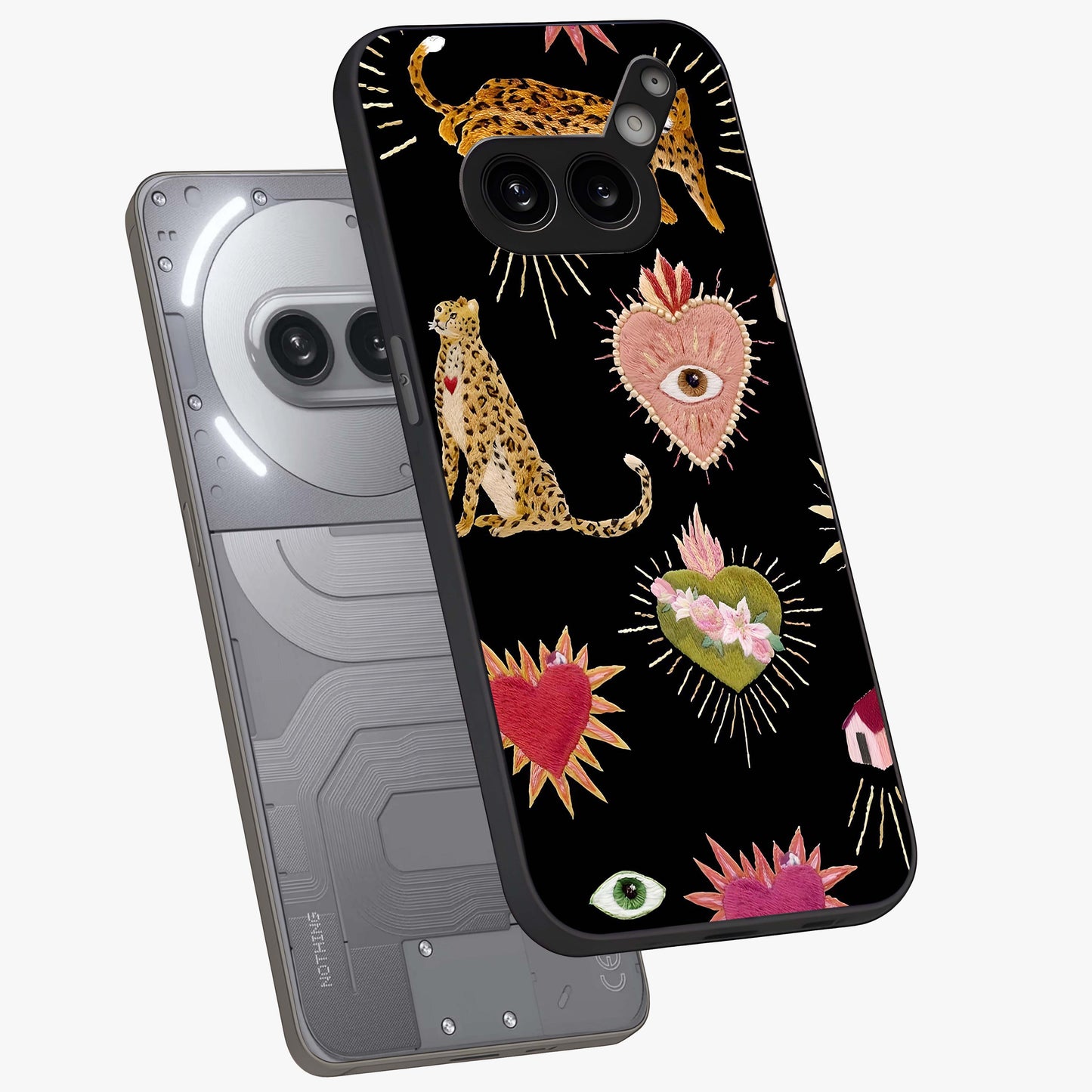 Sacred Jungle Heart Glass Case displayed in angled mockup highlighting lush tropical design with natural aesthetic style.