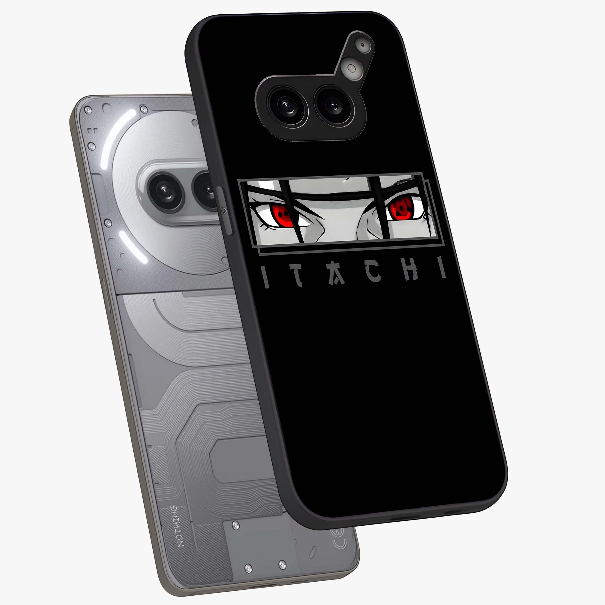 Scarlet Gaze Dominance Glass Case displayed in angled mockup highlighting intense visual design with bold scarlet aesthetic.