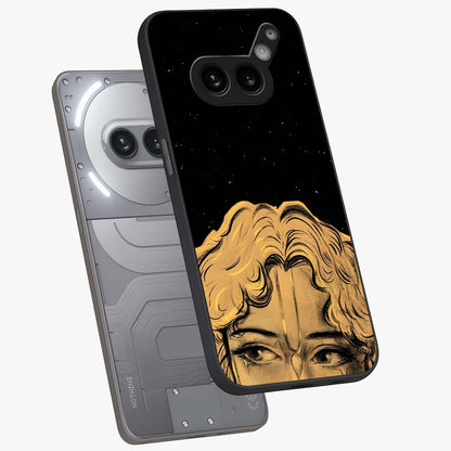 Shri Krishna Art Glass Case displayed in angled mockup highlighting spiritual Krishna illustration with divine aesthetic.