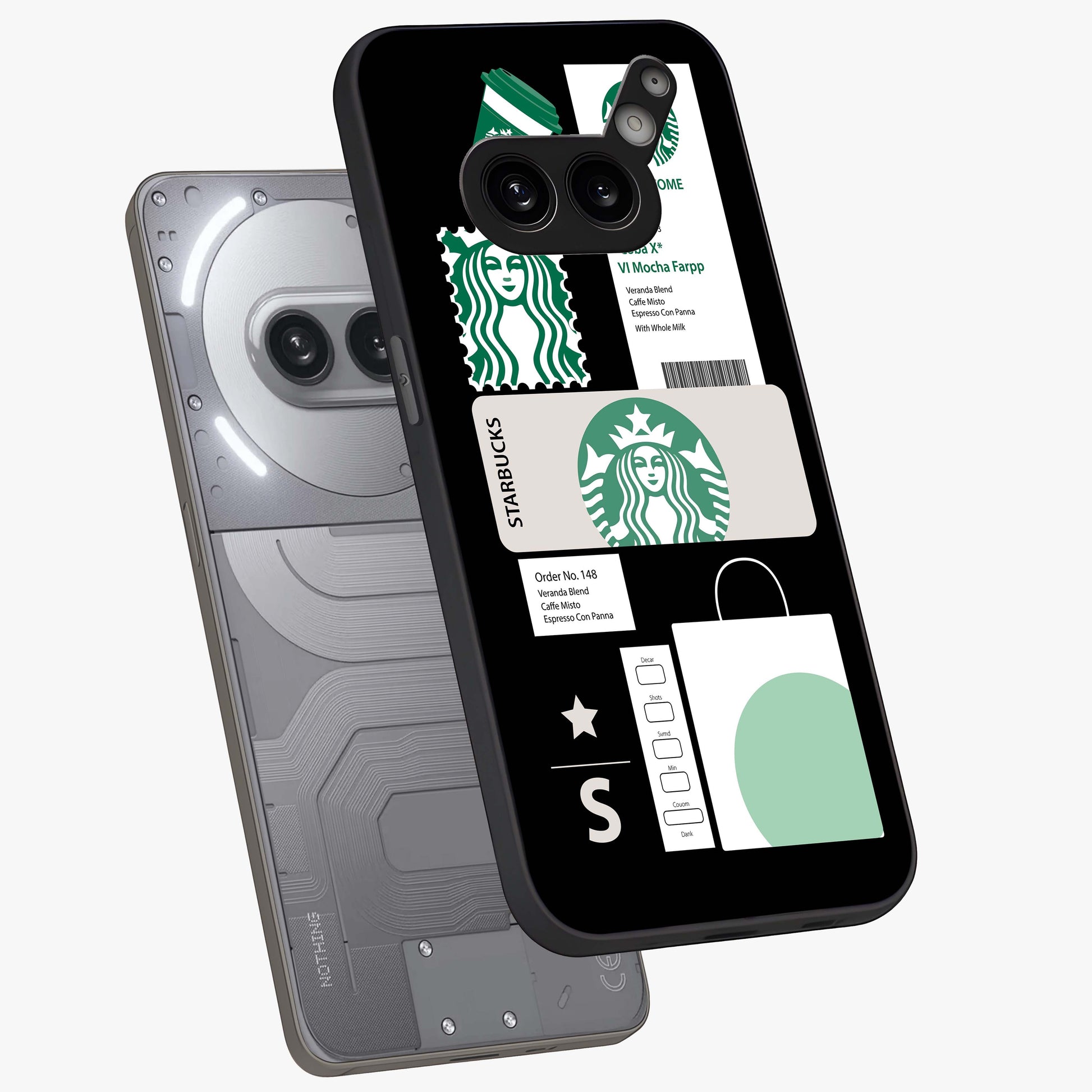 Starbucks Mocha Glass Case displayed in angled mockup highlighting stylish mocha themed design with cozy café aesthetic.
