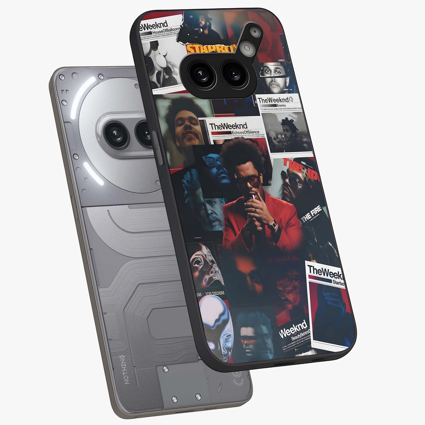 The Weeknd Glass Case displayed in angled mockup highlighting stylish pop culture inspired design with modern aesthetic.