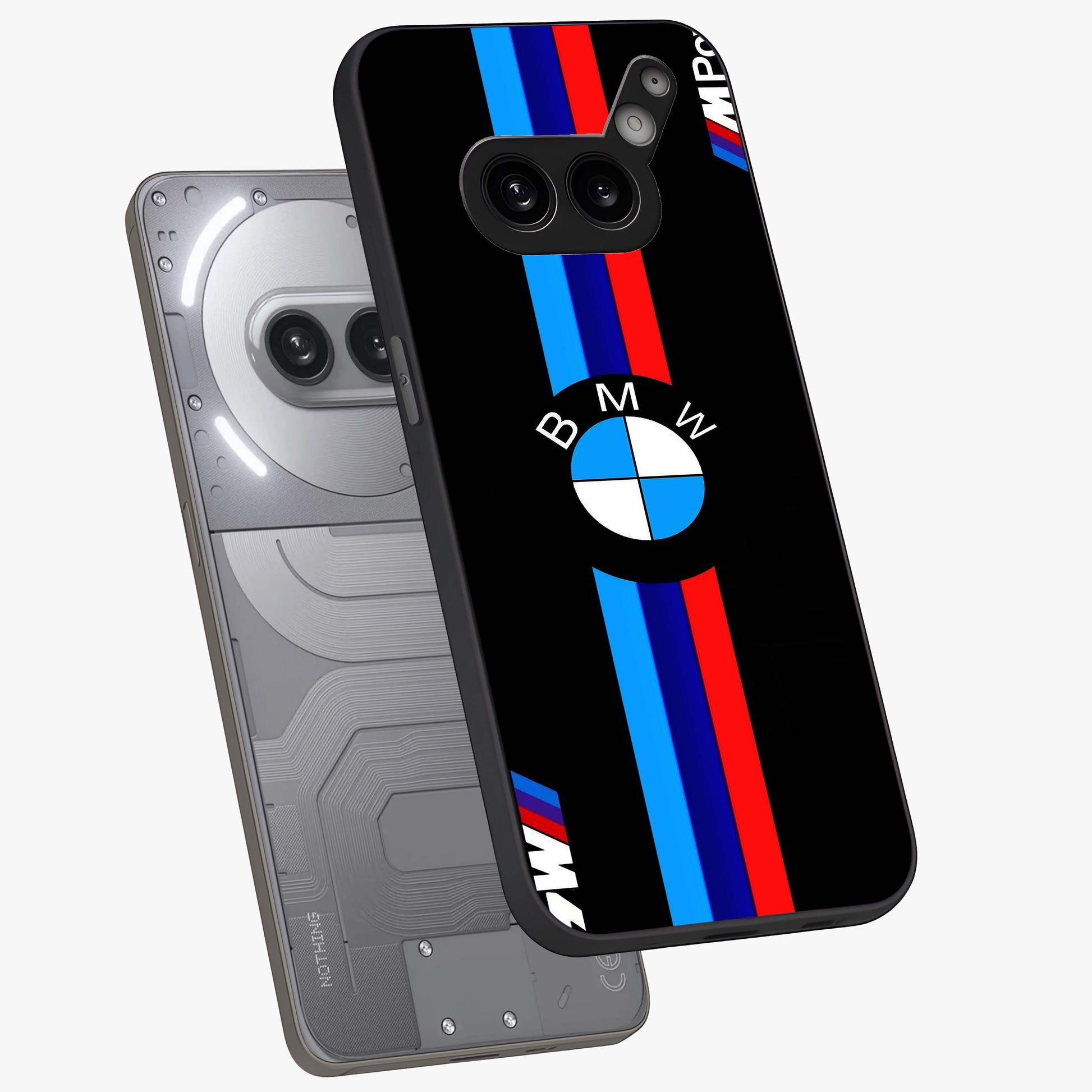 Turbo BMW Beast Glass Case displayed in angled mockup highlighting sleek racing car design with bold automotive aesthetic.
