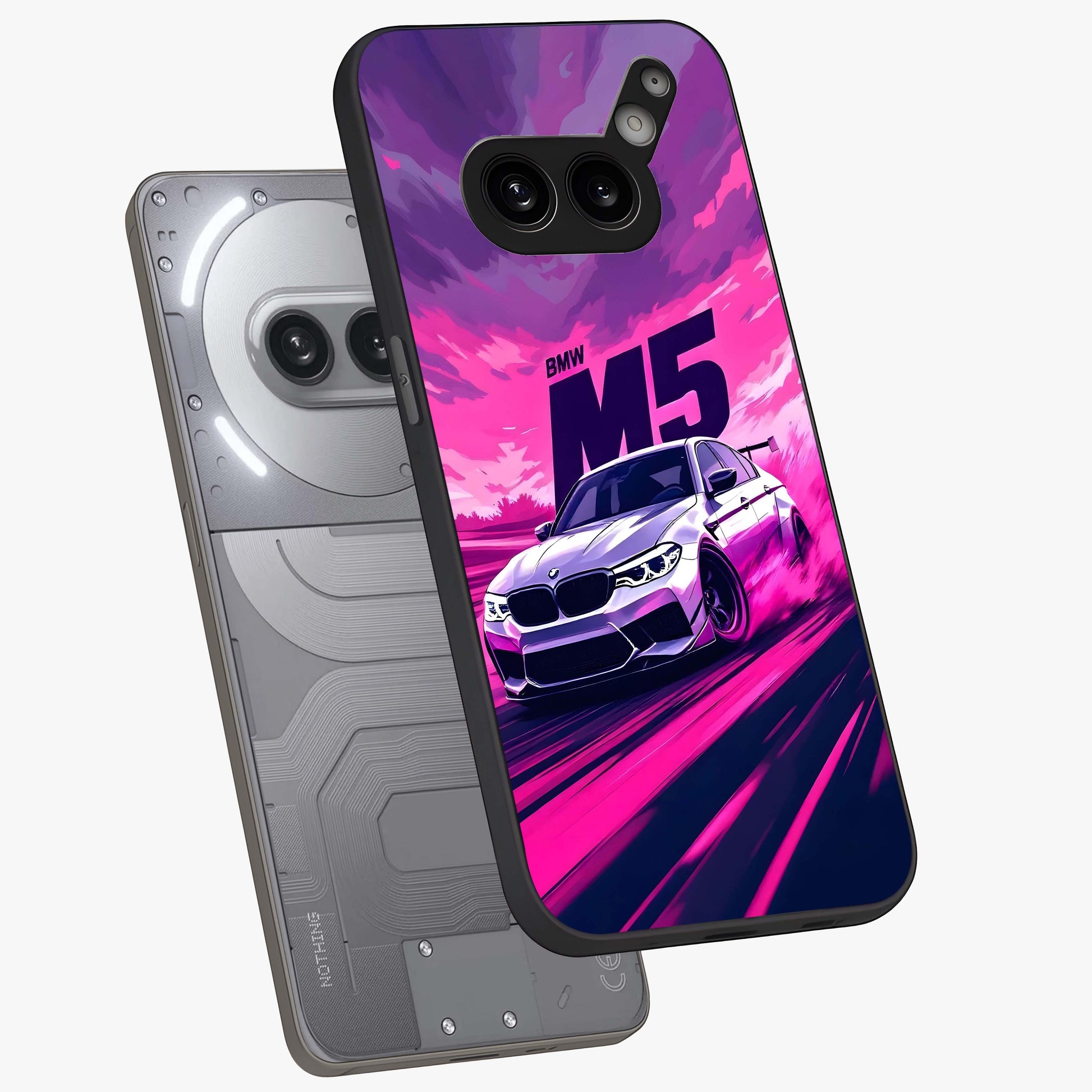 Velocity Drift Pulse Glass Case displayed in angled mockup highlighting dynamic drift design with sporty automotive aesthetic.