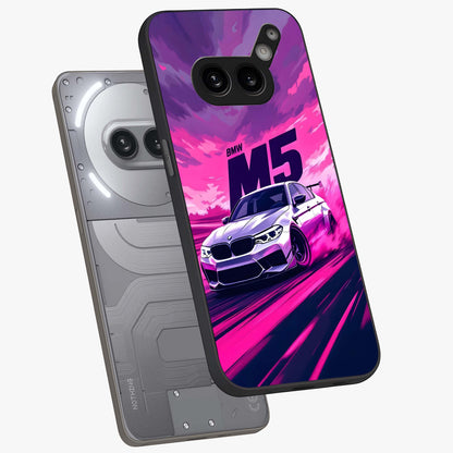 Velocity Drift Pulse Glass Case displayed in angled mockup highlighting dynamic drift design with sporty automotive aesthetic.