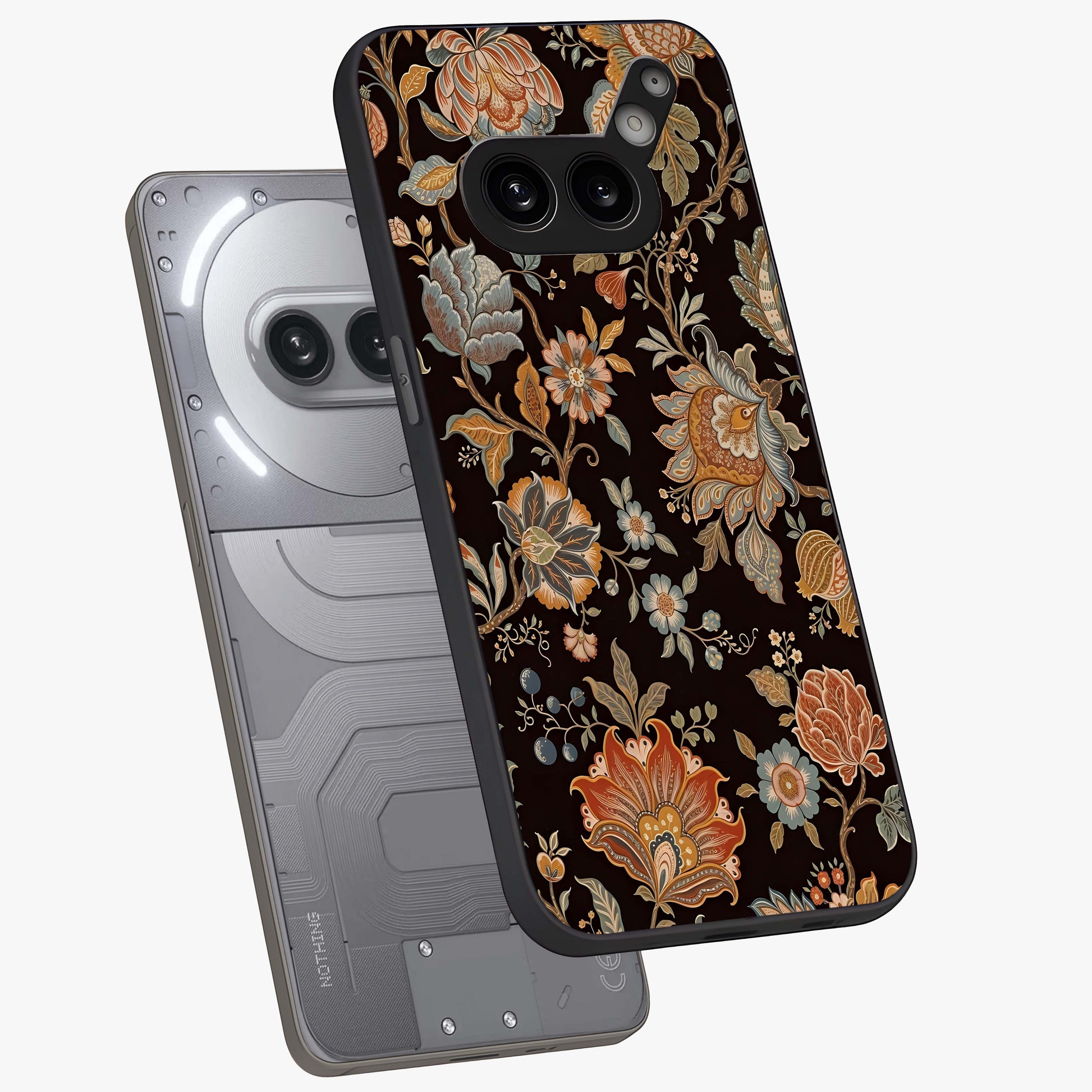 Vintage Floral Dream Glass Case displayed in angled mockup highlighting elegant vintage flower design with soft aesthetic style.