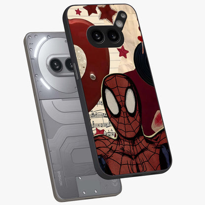 Web Warrior Vibes Glass Case displayed in angled mockup highlighting dynamic web design with comic style aesthetic.