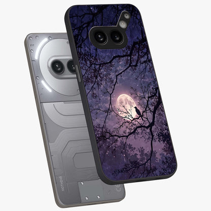 Whispering Moon Silence Glass Case displayed in angled mockup highlighting calm lunar design with dreamy night aesthetic.