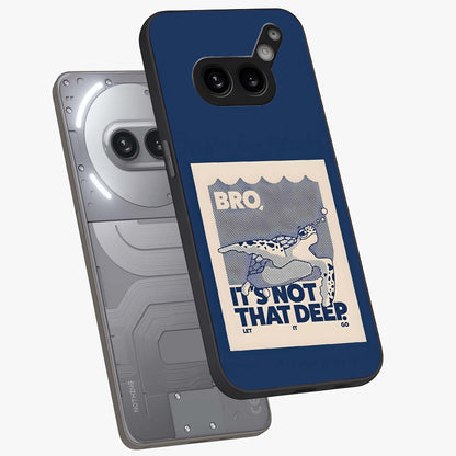Worry Less Swim Glass Case displayed in angled mockup highlighting fun typography design with relaxed aesthetic style.