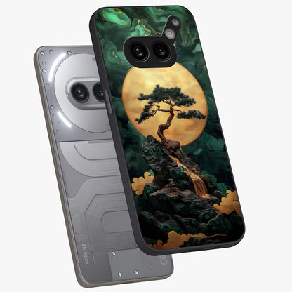 Zen Moon Rise Glass Case displayed in angled mockup highlighting peaceful lunar design with zen aesthetic style.