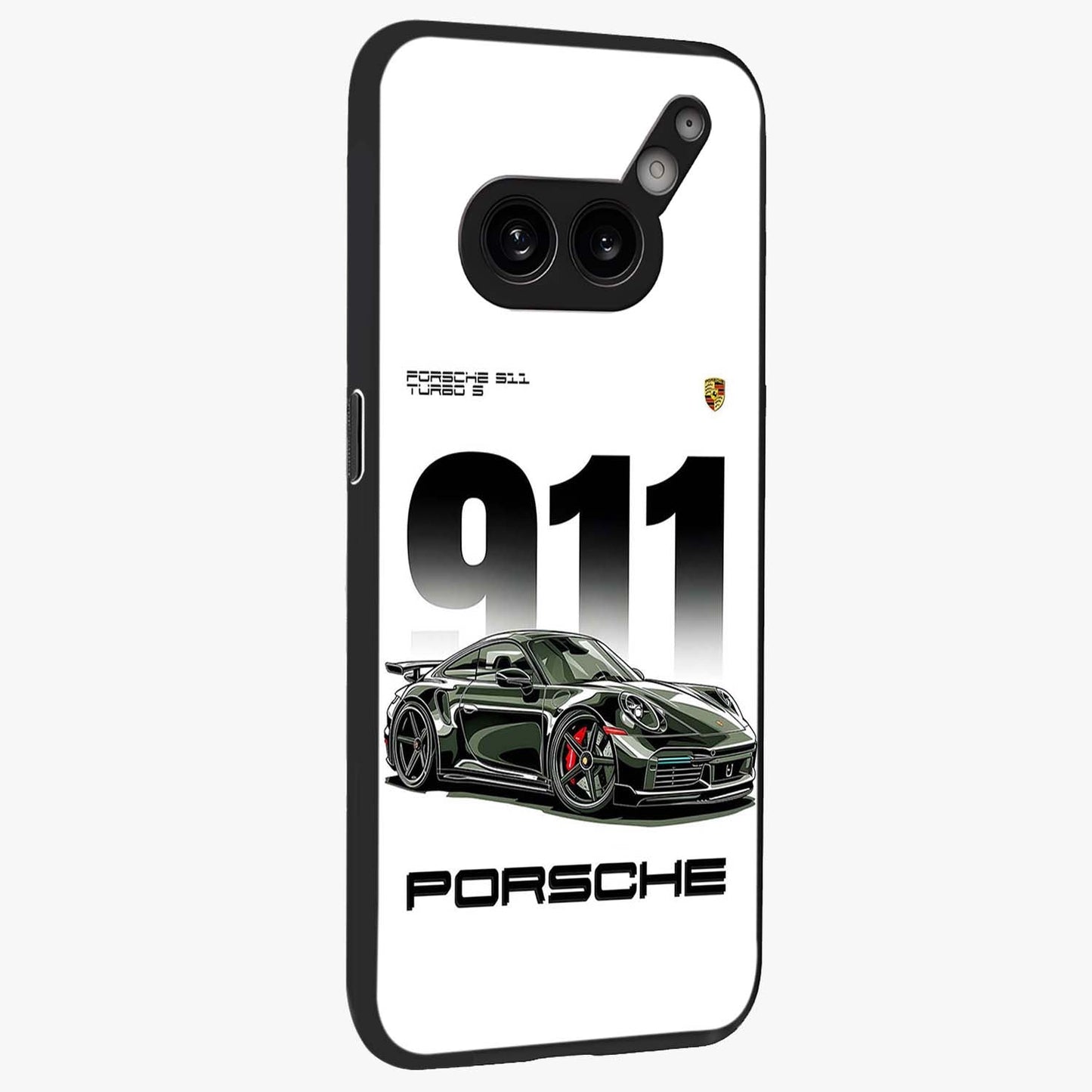 911 Turbo Dominance Glass Case upright perspective showcasing powerful racing design and modern automotive aesthetic.