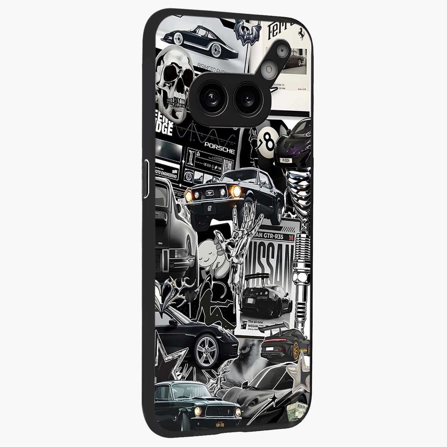 Aesthetic Dark Love Glass Case upright view showcasing dramatic romantic artwork with modern aesthetic style.
