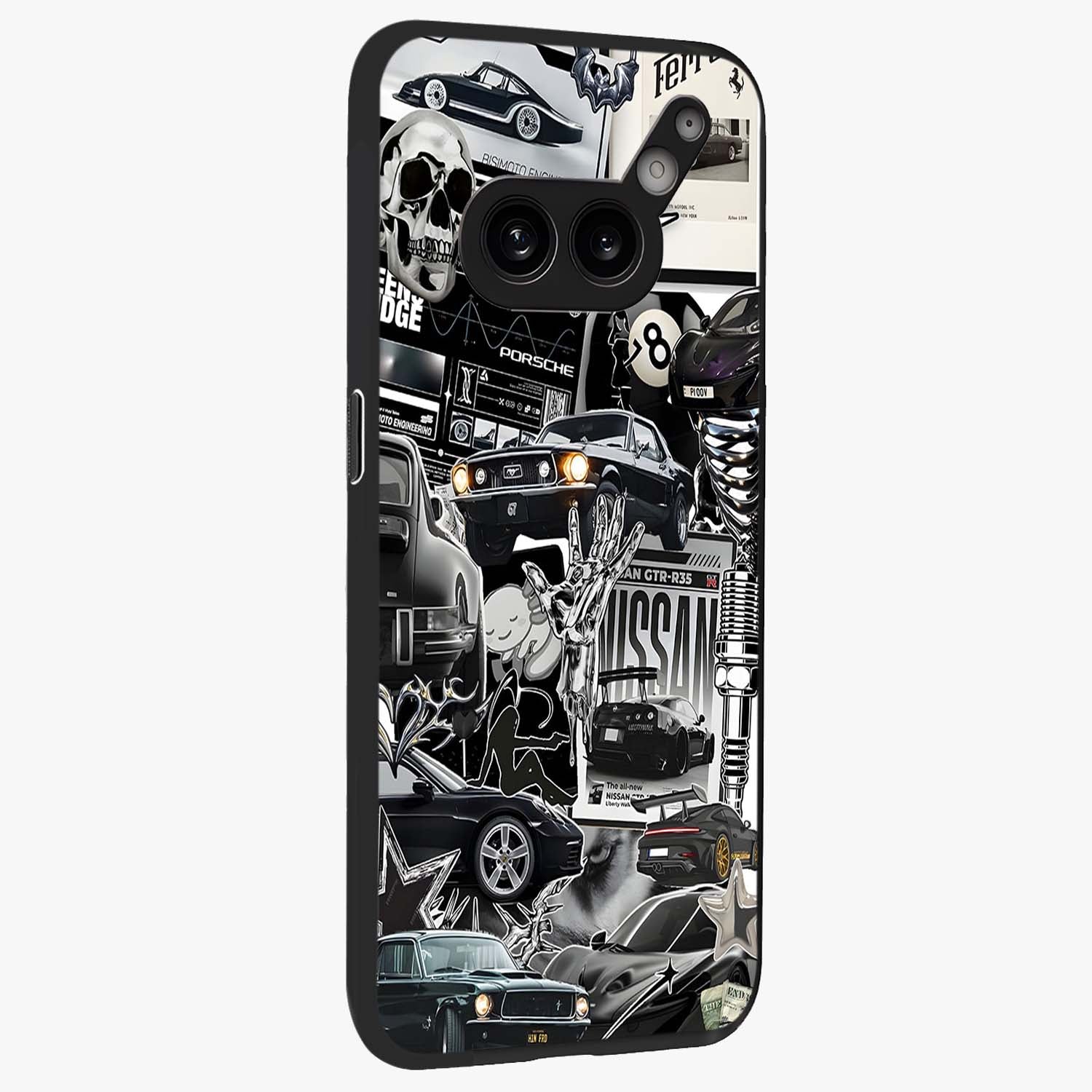 Aesthetic Dark Love Glass Case upright view showcasing dramatic romantic artwork with modern aesthetic style.