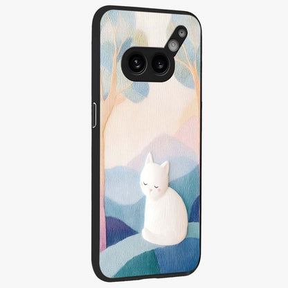 Cotton Dream Cat Glass Case upright view showcasing charming cat artwork with cozy dreamy theme.