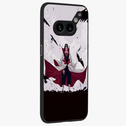Crimson Crow Ascension Glass Case upright view showcasing dramatic crow artwork with bold gothic theme.