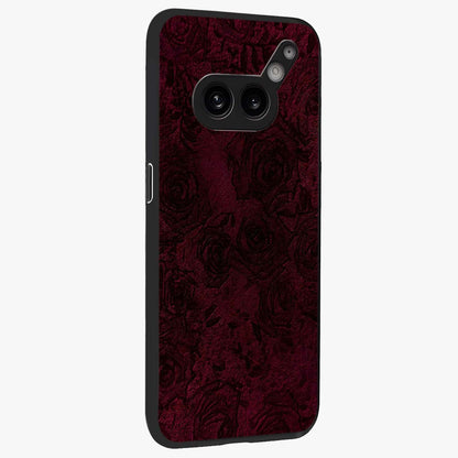 Crimson Fade Flow Glass Case upright view showcasing dynamic crimson flow artwork with stylish abstract theme.