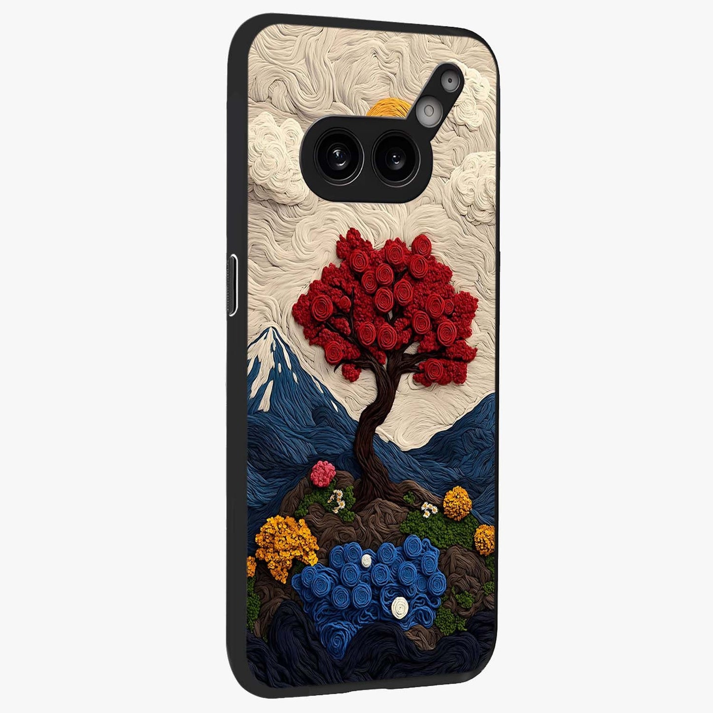 Eternal Nature Tapestry Glass Case upright view showcasing elegant nature tapestry design with decorative style.