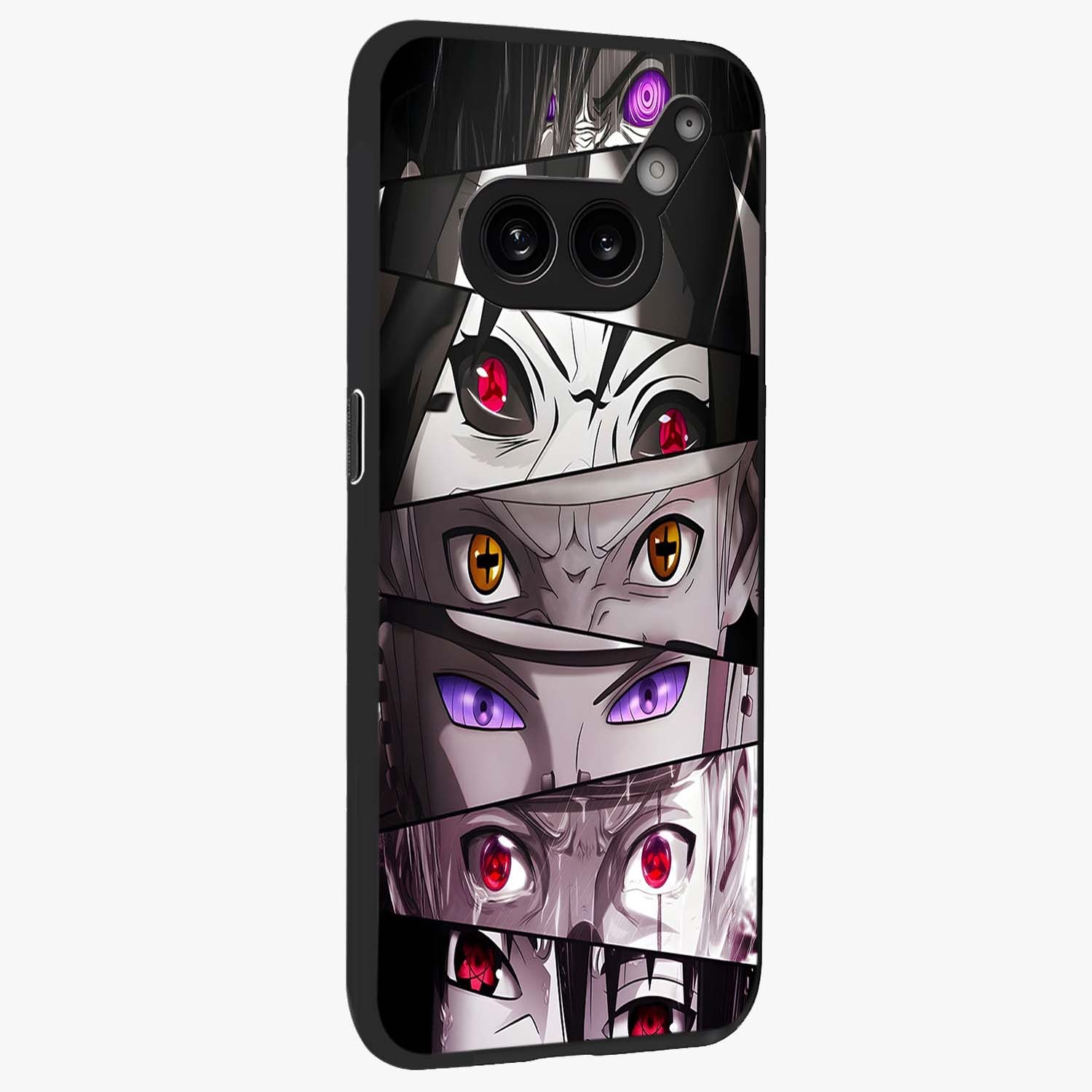 Eyes of Destiny Glass Case upright view showcasing symbolic eye artwork with dramatic artistic theme.