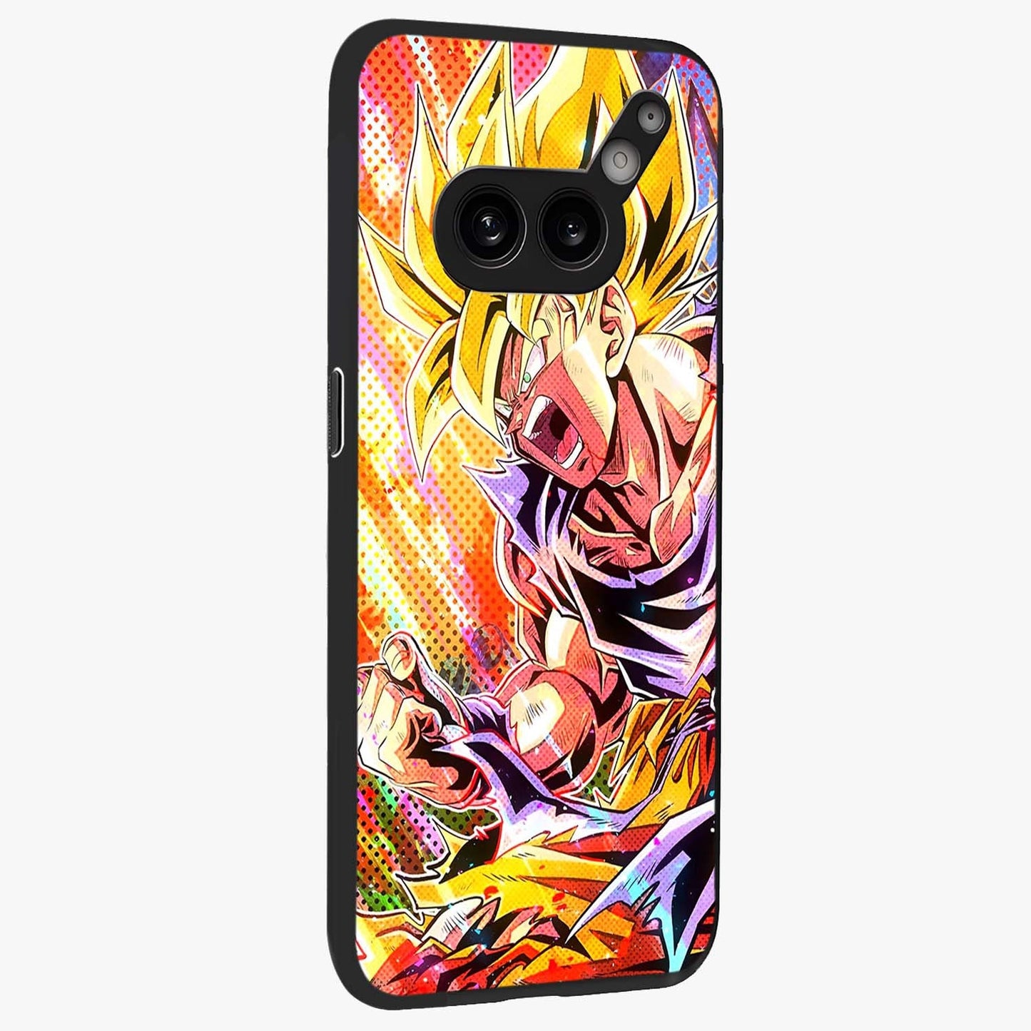 Firing Goku Glass Case upright view showcasing energetic anime artwork with bold warrior theme.