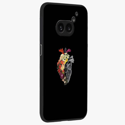 Heart With Flowers Glass Case upright view showcasing decorative heart and floral artwork with sweet romantic theme.