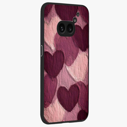 Layered Paper Hearts Glass Case upright view showcasing decorative layered heart artwork with sweet love theme.