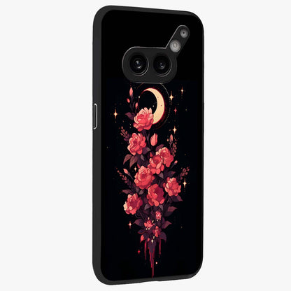 Moonlit Floral Elegance Glass Case upright view showcasing delicate floral artwork with refined night inspired theme.