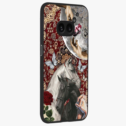 Moonlit Royal Stallion Glass Case upright view showcasing dramatic horse artwork with glowing moon themed design.
