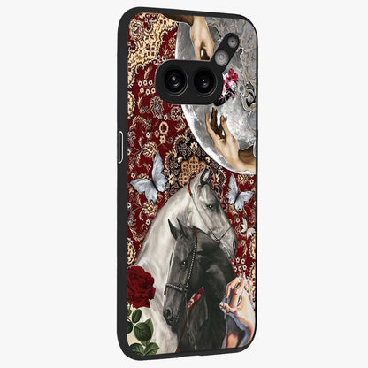 Moonlit Royal Stallion Glass Case upright view showcasing dramatic horse artwork with glowing moon themed design.
