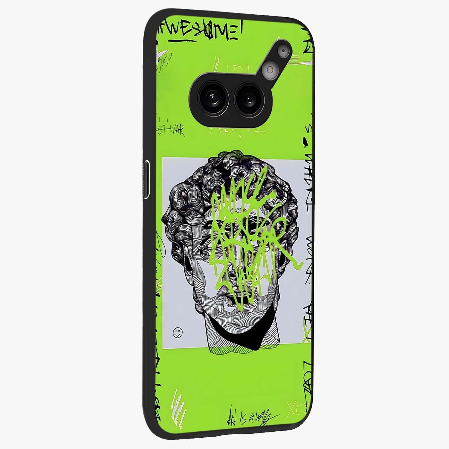 Neo Graffiti Rebellion Glass Case upright view showcasing colorful graffiti artwork with bold modern street style.
